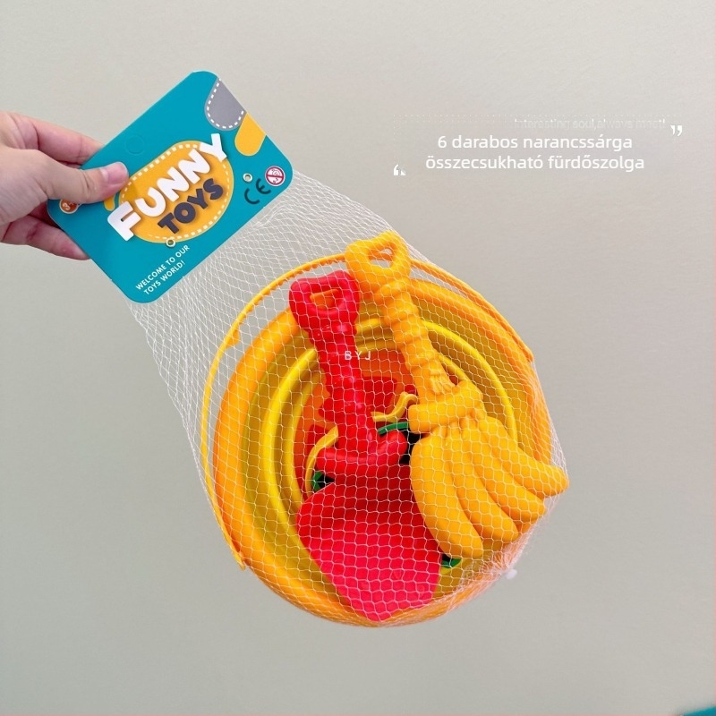 Összecsukható szilikon tengerparti homokvödör – hordozható homokozó készlet, műanyag kivitel, 15–35 éves fiatalok számára