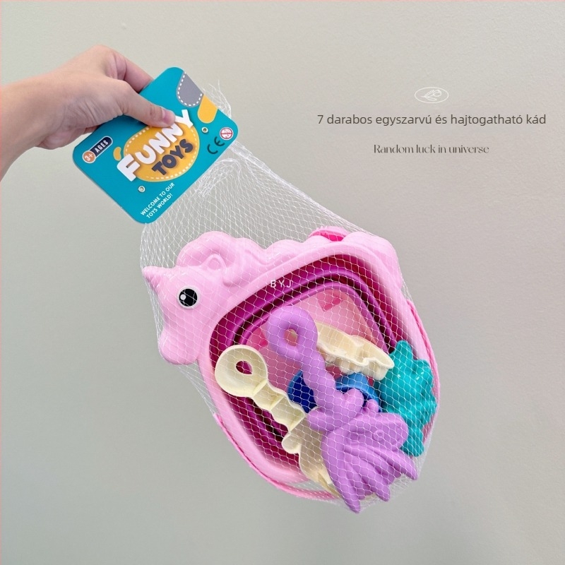 Összecsukható szilikon tengerparti homokvödör – hordozható homokozó készlet, műanyag kivitel, 15–35 éves fiatalok számára