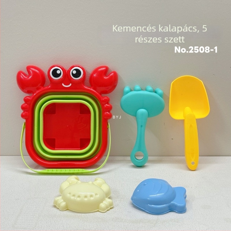 Összecsukható szilikon tengerparti homokvödör – hordozható homokozó készlet, műanyag kivitel, 15–35 éves fiatalok számára