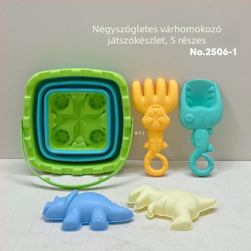 Összecsukható szilikon tengerparti homokvödör – hordozható homokozó készlet, műanyag kivitel, 15–35 éves fiatalok számára