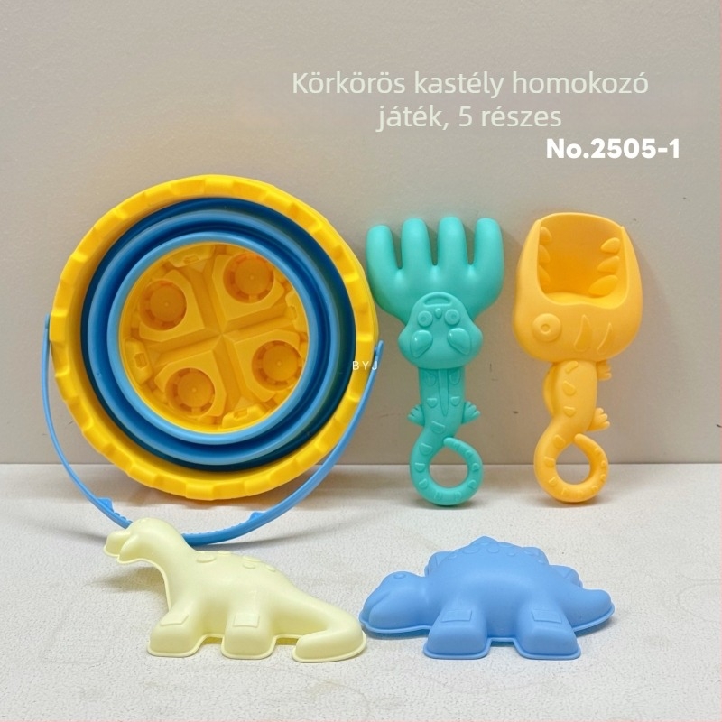 Összecsukható szilikon tengerparti homokvödör – hordozható homokozó készlet, műanyag kivitel, 15–35 éves fiatalok számára