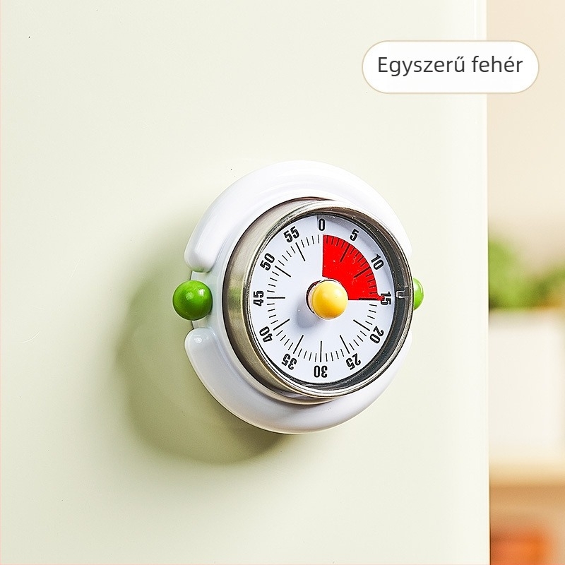 Konyhai mechanikus időmérő mágneses rögzítéssel és vizuális időkezeléssel, ébresztő