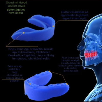 Szájvédő a bokszhoz és harcművészetekhez — valódi bőr, függő kivitel, alkalmas más labdajátékokhoz.