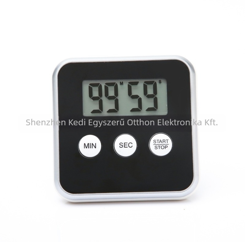 Konyhai digitális időmérő LCD-kijelzős, elektronikus működésű, akkumulátoros, kronográf, négyzetes kialakítás