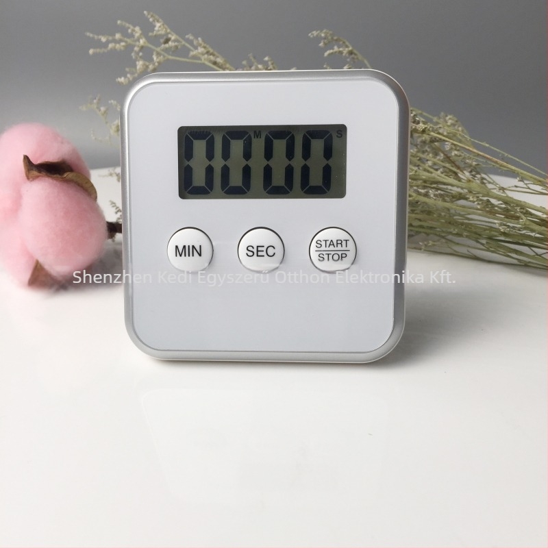 Konyhai digitális időmérő LCD-kijelzős, elektronikus működésű, akkumulátoros, kronográf, négyzetes kialakítás