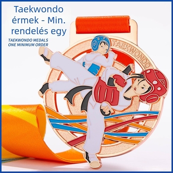 Taekwondo Érem, cinkötvözet aranyozott felülettel; logó nyomtatva; testreszabás elérhető; egyéni teljesítmény díjhoz megfelelő; vegyes tételek elfogadva.