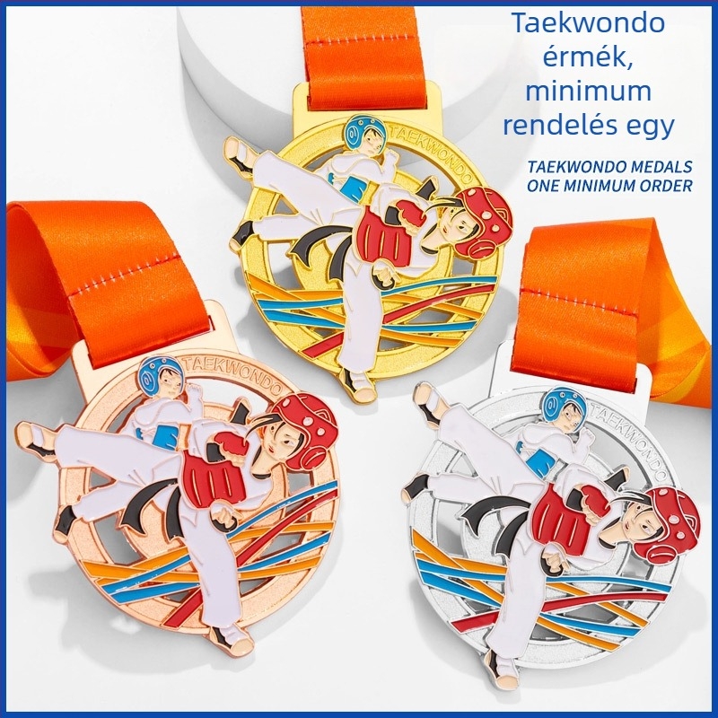 Taekwondo Érem, cinkötvözet aranyozott felülettel; logó nyomtatva; testreszabás elérhető; egyéni teljesítmény díjhoz megfelelő; vegyes tételek elfogadva.