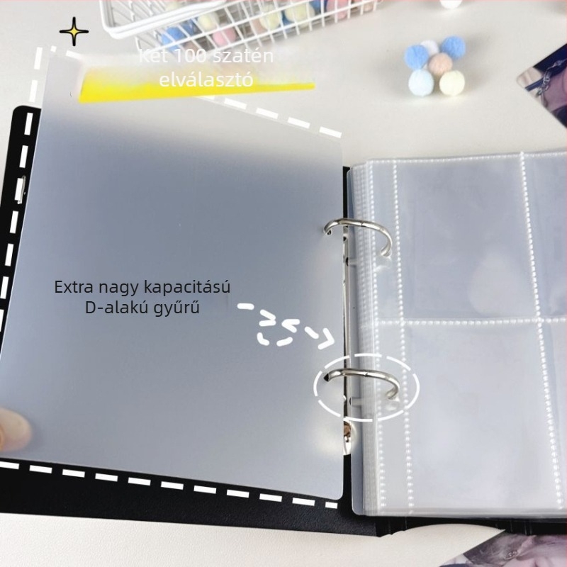 PP borítású fotóalbum laza lapokkal, 10‑gyűrűs kötés, 10 belső oldal, alkalmas hagyományos fényképekhez