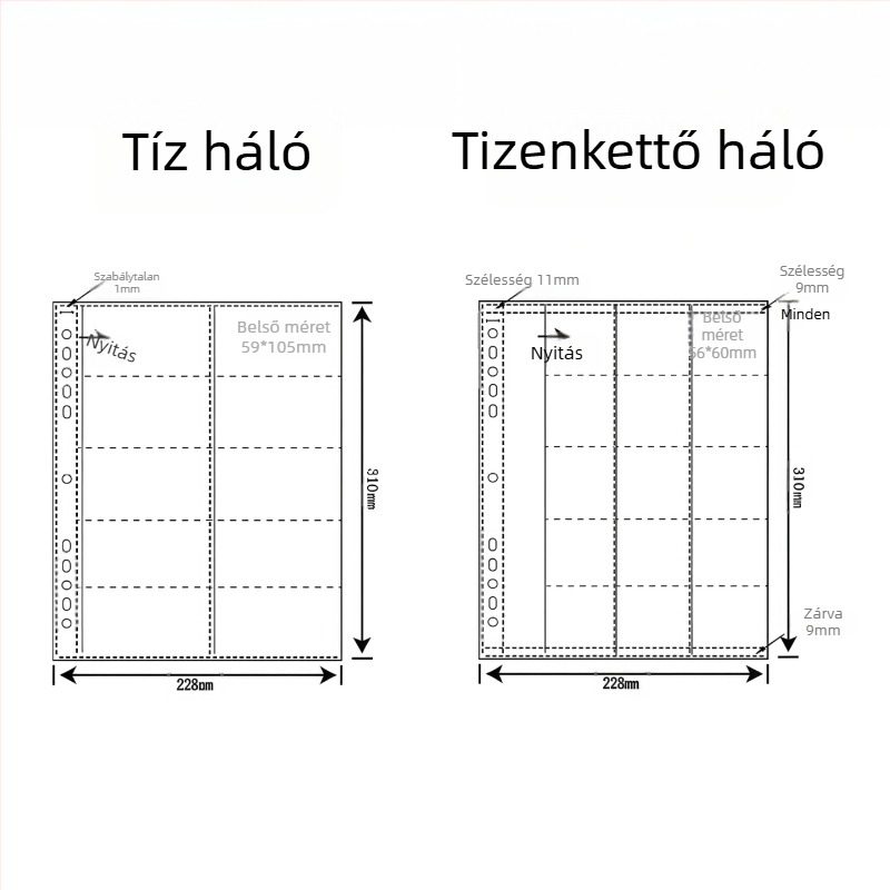 PP borítású fotóalbum laza lapokkal, 10‑gyűrűs kötés, 10 belső oldal, alkalmas hagyományos fényképekhez