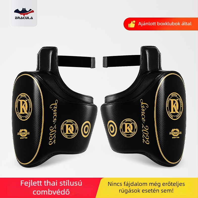 Muay Thai Dracula combvédő Velcro-ral – PU anyag, Súly 1.2, Modell DTB001, Muay Thai, Sanda és Taekwondo edzéshez