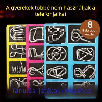 Luban lock puzzle (kilenc láncszem) kognitív fejlődésre – anyag: műanyag – 0–3 éveseknek – DIY nélkül