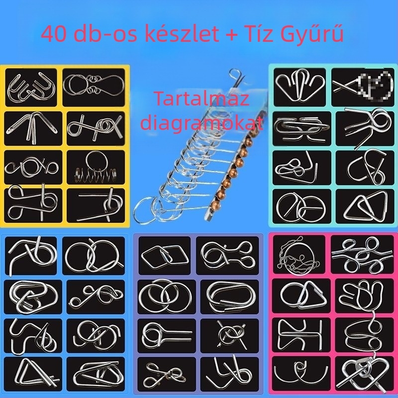 Luban lock puzzle (kilenc láncszem) kognitív fejlődésre – anyag: műanyag – 0–3 éveseknek – DIY nélkül