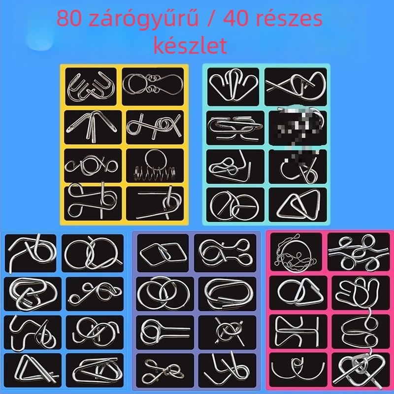 Luban lock puzzle (kilenc láncszem) kognitív fejlődésre – anyag: műanyag – 0–3 éveseknek – DIY nélkül