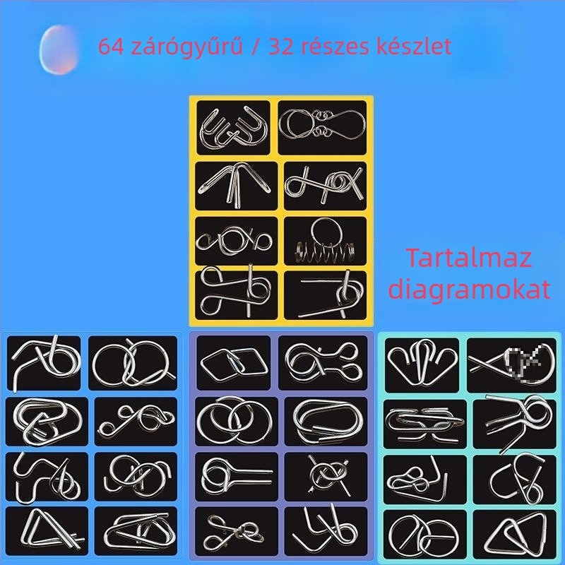 Luban lock puzzle (kilenc láncszem) kognitív fejlődésre – anyag: műanyag – 0–3 éveseknek – DIY nélkül