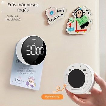 Elektronikus tanulási időzítő LCD-kijelzővel — kör alakú ABS burkolat, külső tápegység, alkalmas nappalira, hálószobára és dolgozószobára