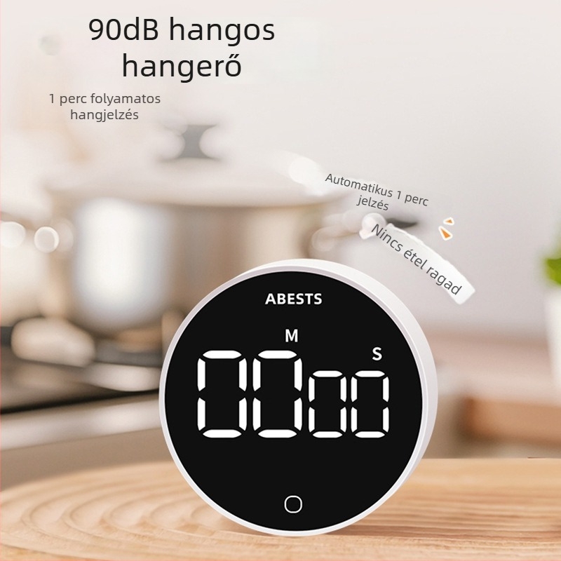 Elektronikus tanulási időzítő LCD-kijelzővel — kör alakú ABS burkolat, külső tápegység, alkalmas nappalira, hálószobára és dolgozószobára