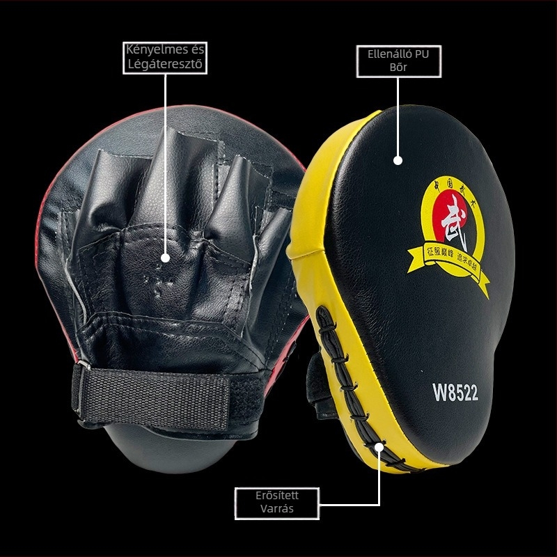 Ívelt Muay Thai kéz-target otthoni edzéshez – Taekwondo és Sanda edzéshez; modell HXSB-01, PU anyag, függőleges kialakítás, súly 0,85 kg