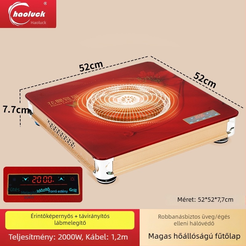 Asztal alatti elektromos lábmelegítő távirányítóval, 220V, 2000W, dugaszolható, érintéses kapcsoló