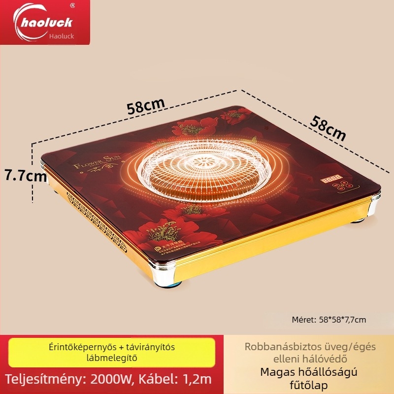 Asztal alatti elektromos lábmelegítő távirányítóval, 220V, 2000W, dugaszolható, érintéses kapcsoló