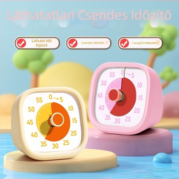 Általános iskolásoknak szánt vizuális időmérő — akkumulátoros, elektronikus működésű időmérő, négyszögletes műanyag tokkal, mutató és numerikus kijelző
