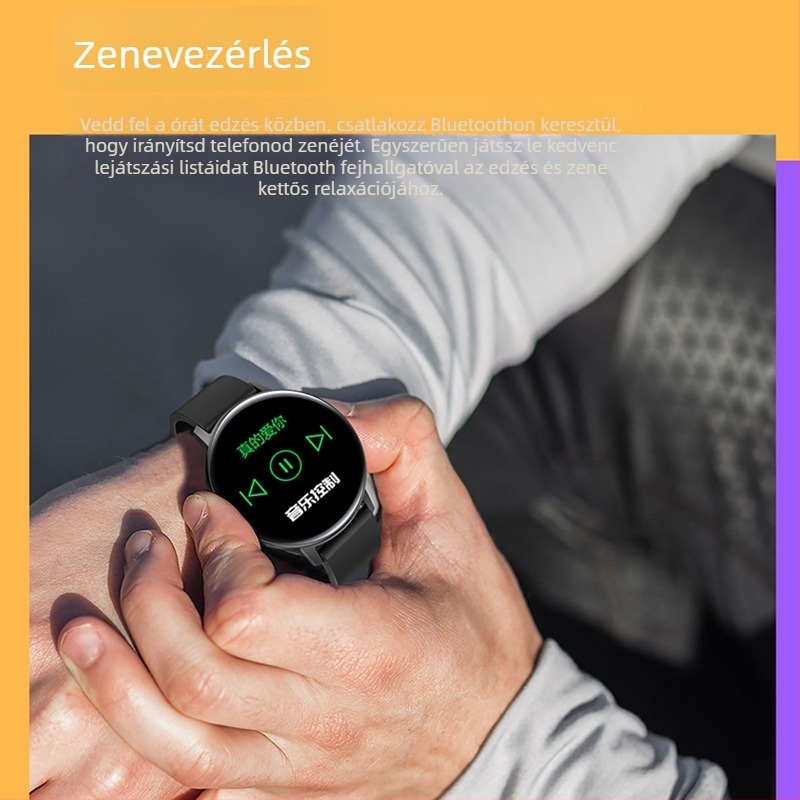 Okos karkötő érintőképernyővel, szívritmus- és vérnyomásmérés, vízálló, Bluetooth (Android kompatibil, 200 mAh, 7–14 napos üzemidő)