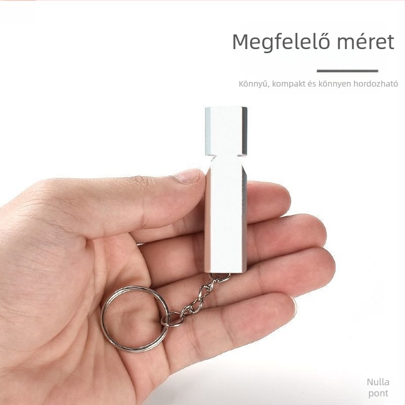 Túlélési síp kültéri használatra, kétcsöves, alumínium ötvözet, hordozható, magas frekvenciájú