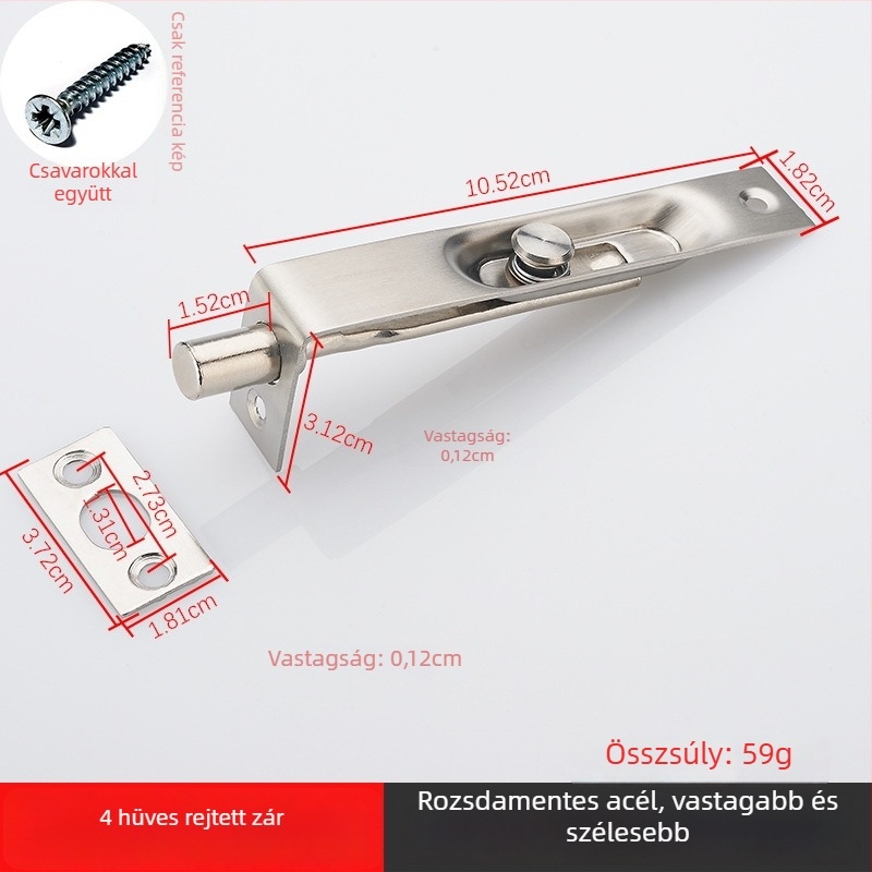 Rejtett csap zár ajtókhoz — rozsdamentes acél, drótkorongolt felület, modern egyszerű stílus