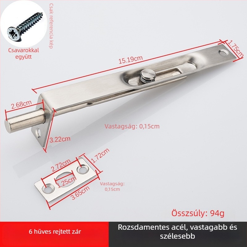 Rejtett csap zár ajtókhoz — rozsdamentes acél, drótkorongolt felület, modern egyszerű stílus