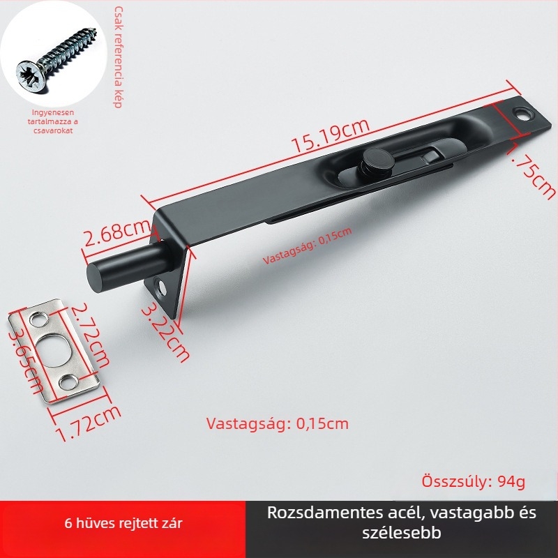 Rejtett csap zár ajtókhoz — rozsdamentes acél, drótkorongolt felület, modern egyszerű stílus