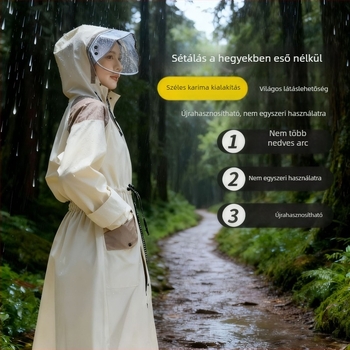 Felnőtt esőponcsó windbreaker-stílusban, vastag EVA anyag, teljes testvédelmet nyújtó, mind-az-egyben esővédő, újrahasználható, túrázásra, kerékpározásra és utazásokra