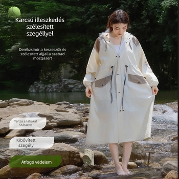 Felnőtt esőponcsó windbreaker-stílusban, vastag EVA anyag, teljes testvédelmet nyújtó, mind-az-egyben esővédő, újrahasználható, túrázásra, kerékpározásra és utazásokra