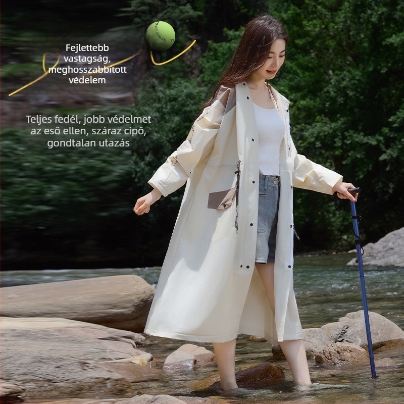 Felnőtt esőponcsó windbreaker-stílusban, vastag EVA anyag, teljes testvédelmet nyújtó, mind-az-egyben esővédő, újrahasználható, túrázásra, kerékpározásra és utazásokra