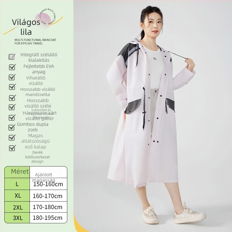 Felnőtt esőponcsó windbreaker-stílusban, vastag EVA anyag, teljes testvédelmet nyújtó, mind-az-egyben esővédő, újrahasználható, túrázásra, kerékpározásra és utazásokra
