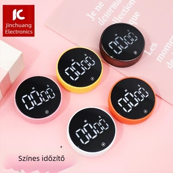 LED digitális konyhai időzítő, kör alakú ABS burkolat, állítható időzítő, elektronikus működés, akkumulátoros üzemmód