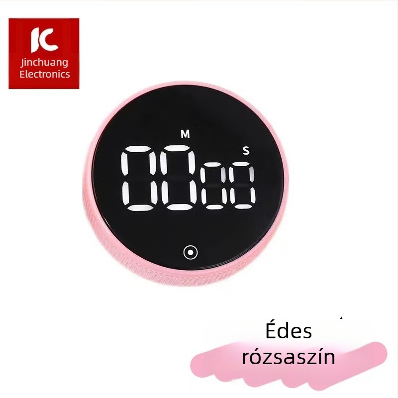 LED digitális konyhai időzítő, kör alakú ABS burkolat, állítható időzítő, elektronikus működés, akkumulátoros üzemmód
