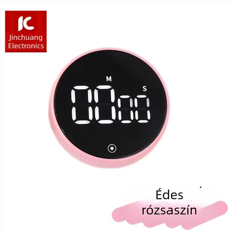 LED digitális konyhai időzítő, kör alakú ABS burkolat, állítható időzítő, elektronikus működés, akkumulátoros üzemmód