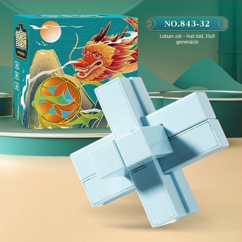 Kongming Lock/Luban Lock - műanyag logikai puzzle 7–14 éves gyermekeknek, kikapcsolási mechanizmus, kategória: zár-puzzle, testreszabás elérhető