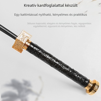 Kard markolatú esernyő, 24 bordával, automatikus nyitás, hosszú egyenes nyél, testreszabható logó