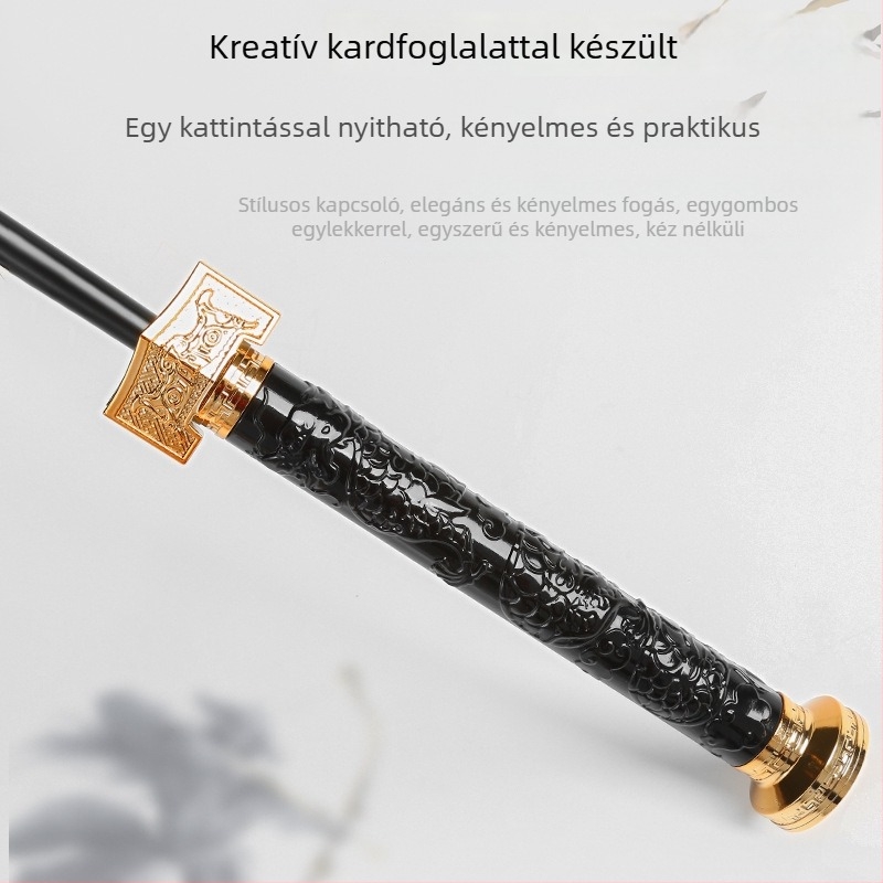 Kard markolatú esernyő, 24 bordával, automatikus nyitás, hosszú egyenes nyél, testreszabható logó