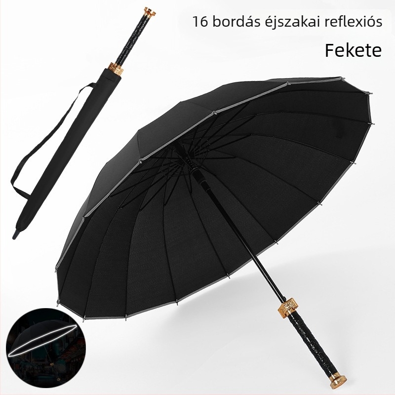 Kard markolatú esernyő, 24 bordával, automatikus nyitás, hosszú egyenes nyél, testreszabható logó
