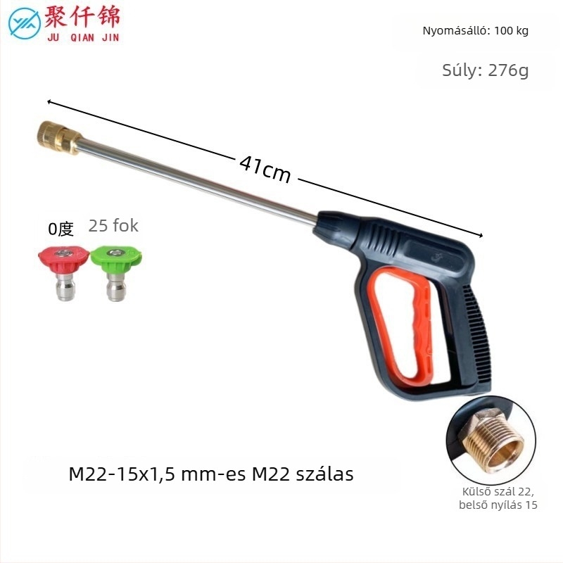 Magasnyomású autómosó pisztoly 1/4-inch gyorscsatlakozóval, Juqian Jin márka, modell 511, test mérnöki műanyagból, tömeg 220 g