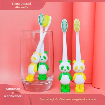 Eleanor Gyermekeknek szánt egyszer használatos puha sörtéjű fogkefe, műanyagból, mini rajzfilm dizájn, logó nyomtatás lehetséges