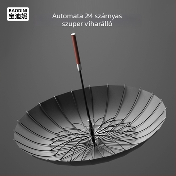 Férfi hosszú fogantyújú esernyő, 24 bordás váz alumíniumból, fa nyél, félautomata nyitás, Impact szövet