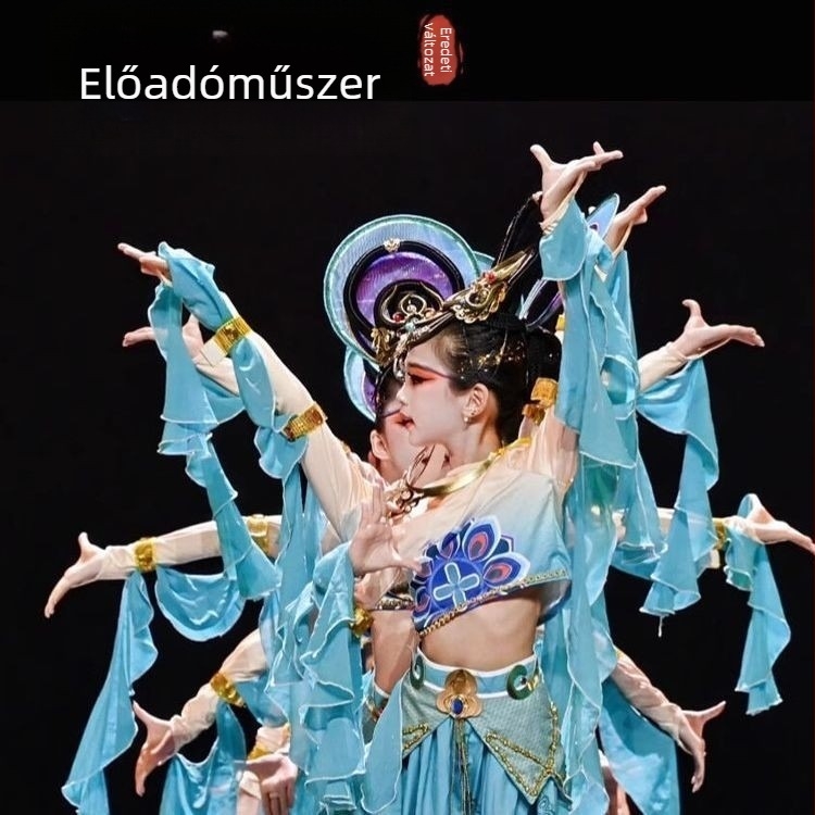 Dunhuang Feitian táncruha lányoknak – népi tánc, Chenille anyag Spandex-szel és regenerált cellulóz rostokkal, 2023 tél, rosttartalom <30%