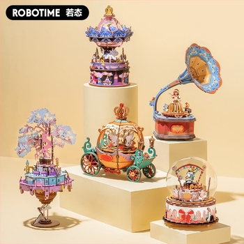 DIY fa 3D zenélő doboz puzzle, kézzel készített, Ruotai modell, oktató játék, ajándékdobozban