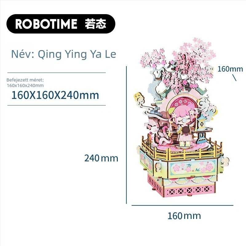 DIY fa 3D zenélő doboz puzzle, kézzel készített, Ruotai modell, oktató játék, ajándékdobozban