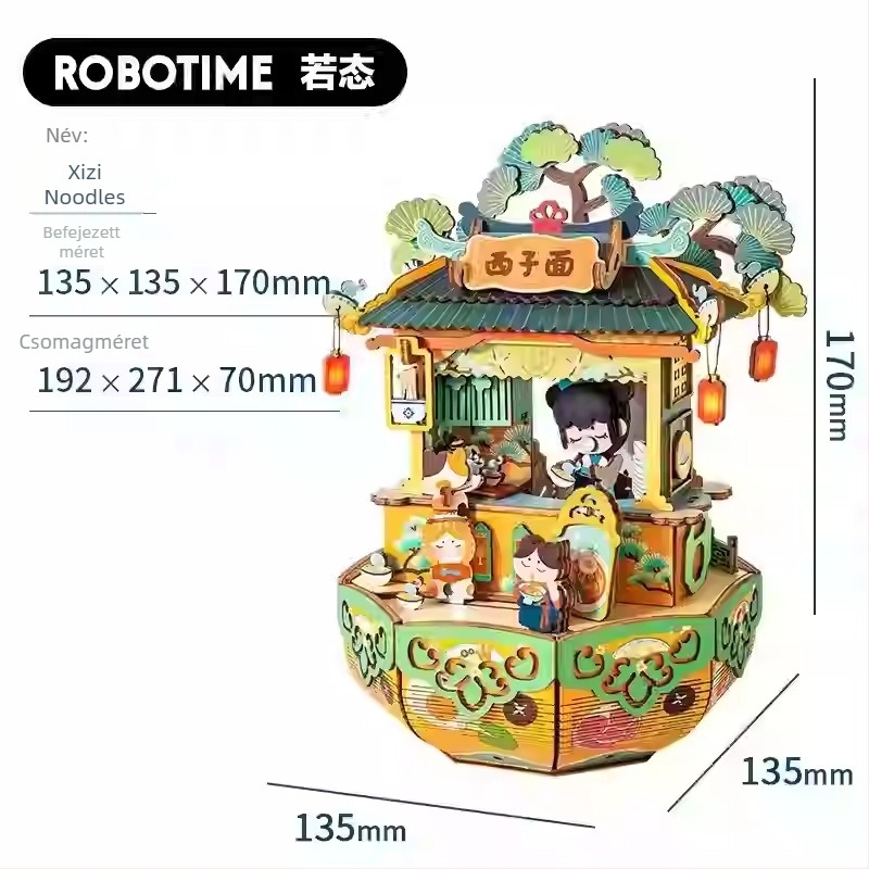 DIY fa 3D zenélő doboz puzzle, kézzel készített, Ruotai modell, oktató játék, ajándékdobozban