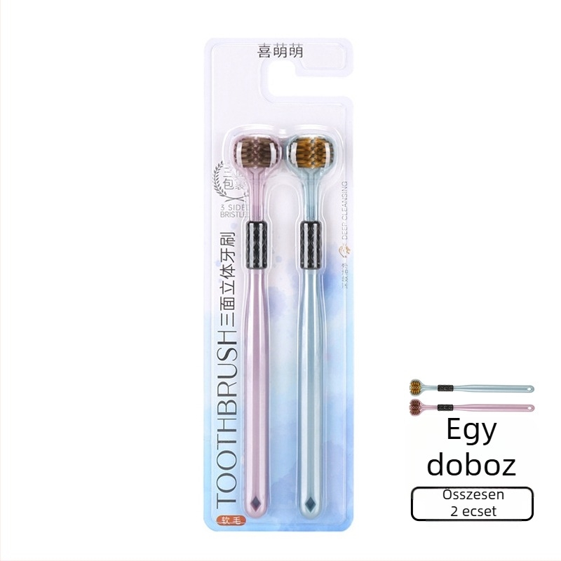 Háromoldalú fogkefe lágy sörtékkel felnőtteknek, 3D tisztítás holt zugok nélkül, modell 029, otthoni használatra