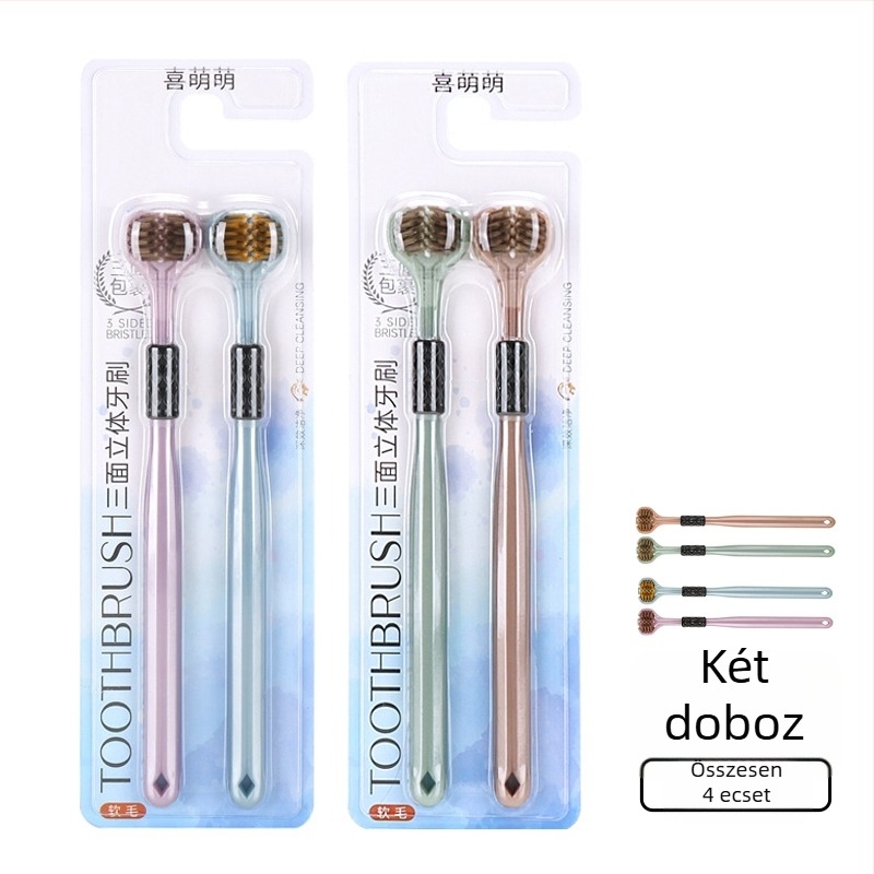 Háromoldalú fogkefe lágy sörtékkel felnőtteknek, 3D tisztítás holt zugok nélkül, modell 029, otthoni használatra
