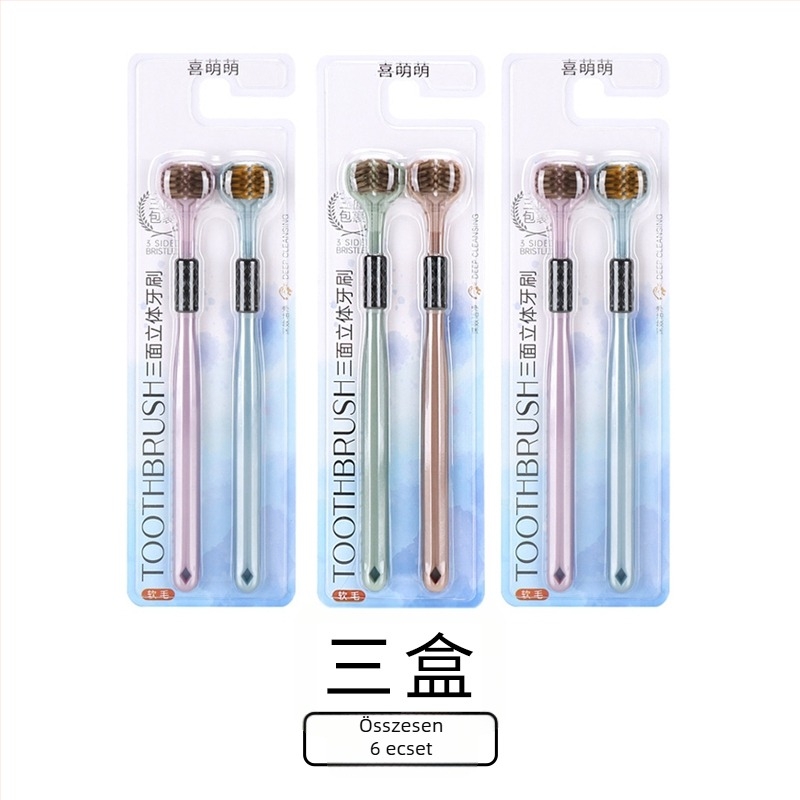 Háromoldalú fogkefe lágy sörtékkel felnőtteknek, 3D tisztítás holt zugok nélkül, modell 029, otthoni használatra